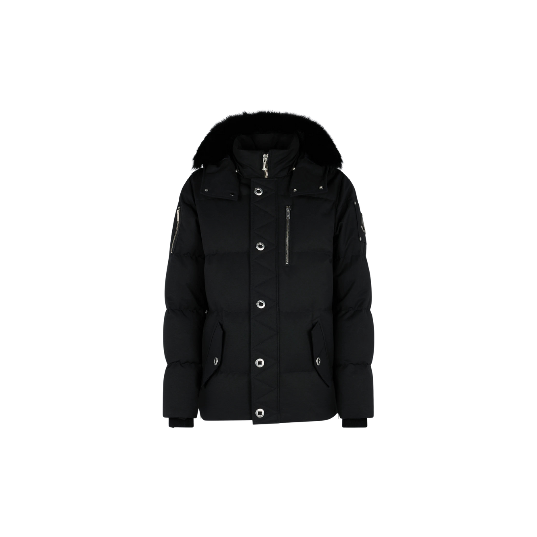 Moose Knuckles Black 3Q Parka - Black fur