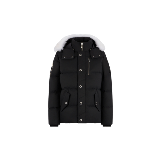 Moose Knuckles Black 3Q Parka - White fur