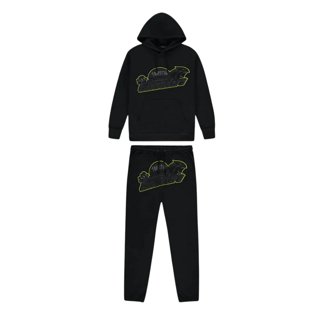 TS London Shooters Hooded Tracksuit - Black/Lime