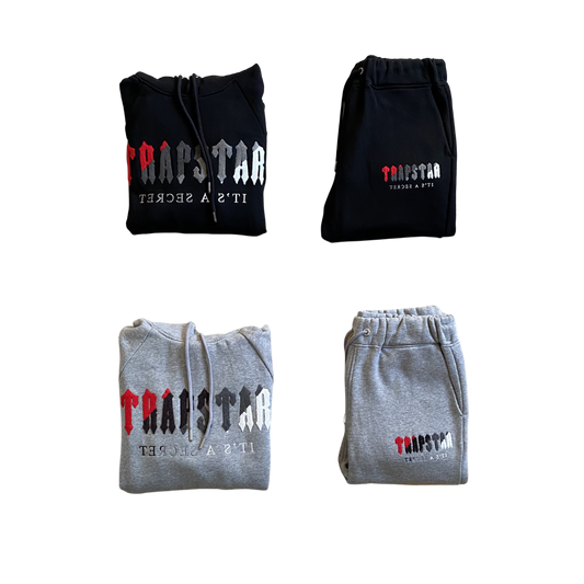 TS Chenille Decoded Hooded Tracksuit - Red/Grey